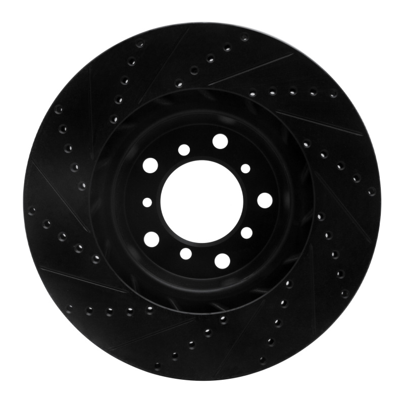 BMW M3 Brake Rotor (1) - Left Front - R1 Concepts - Drilled & Slotted - Black - `01-`06